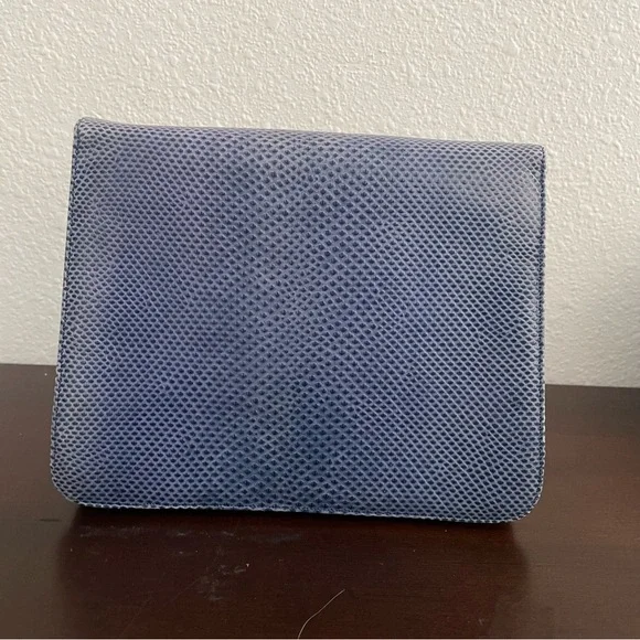 Rare⭐️ Vintage 1980s Judith Leiber Blue Lizard and Gold Charm Handbag (no strap) - Picture 4 of 14